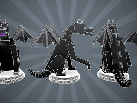 Minecraft Dragon Figurine 3D Print Model