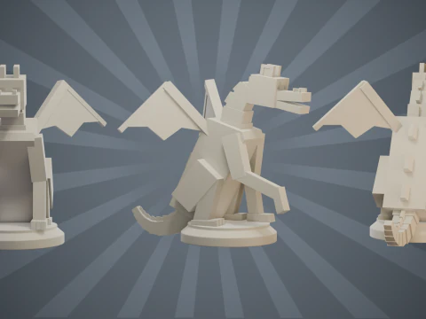 Minecraft Dragon Figurine 3D Print Model
