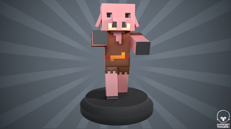 Figura Piglin Minecraft Modelo de Impressão 3D .c4d .max .obj .3ds .fbx .stl .blend 