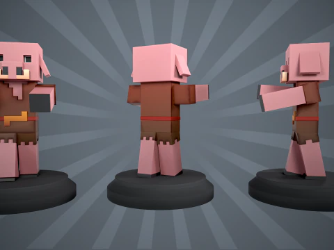 Piglin Minecraft Figure 3D Print Model