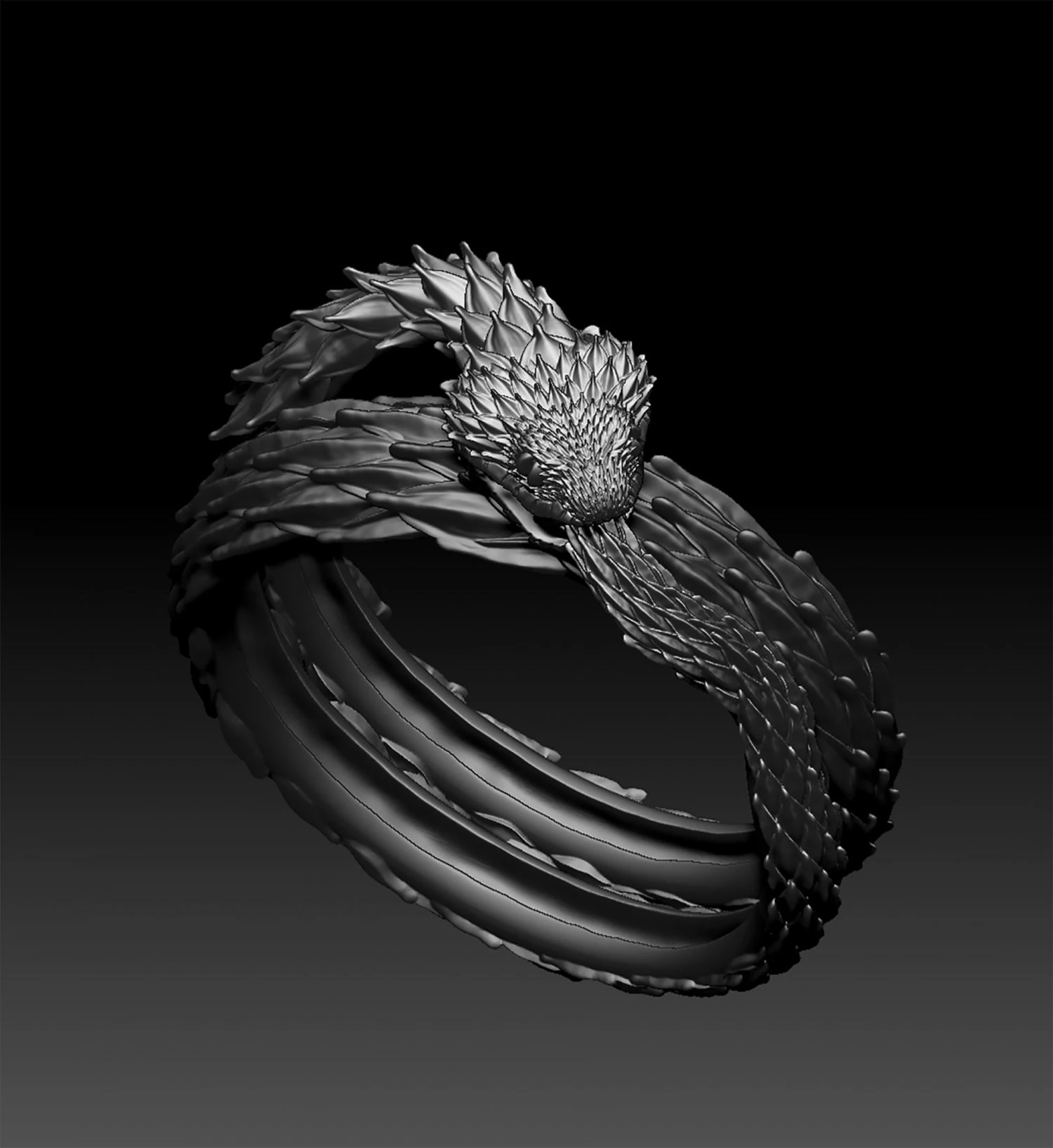 Jewelry Viper Ring 3D Print Model .c4d .max .obj .3ds .fbx .stl .blend