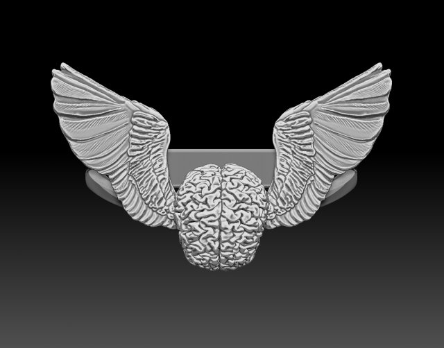 BRAIN WITH WINGS JEWELRY RING 3D Print Model .c4d .max .obj .3ds .fbx .stl .blend 
