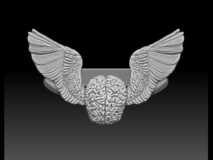 BRAIN WITH WINGS JEWELRY RING 3D Print Model