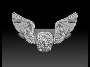 BRAIN WITH WINGS JEWELRY RING 3D Print Model