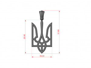 TRIDENT PENDANT 32X15 MM Modelo de Impressão 3D