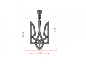 TRIDENT PENDANT 32X15 MM 3D Print Model