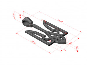 TRIDENT PENDANT 32X15 MM Modelo de Impressão 3D