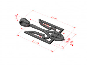 TRIDENT PENDANT 255X12 MM 3D 打印模型