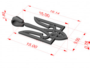 TRIDENT PENDANT 1914X9 MM 3D प्रिंट मॉडल