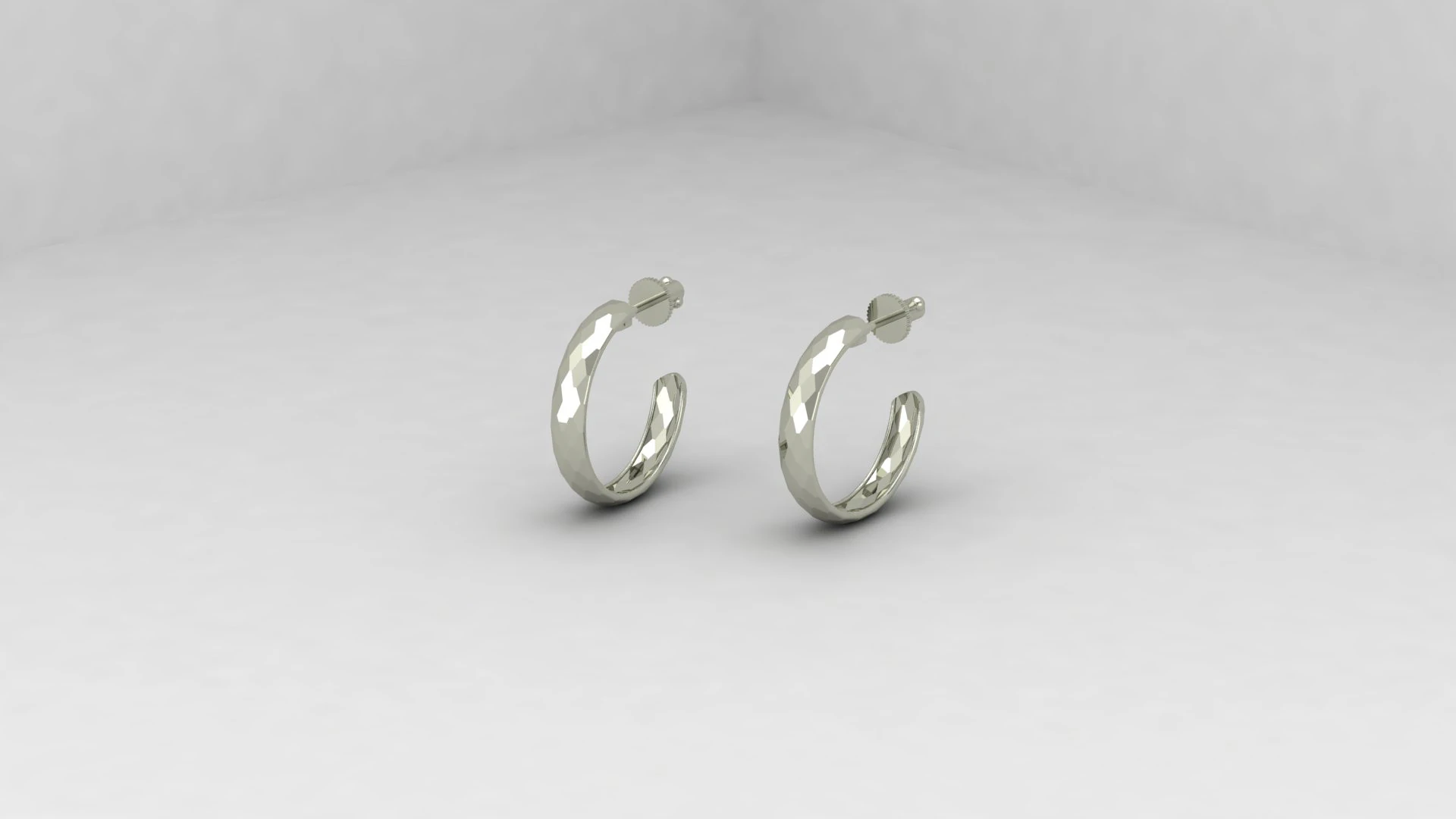 EARRINGS FACETS 3D Print Model .c4d .max .obj .3ds .fbx .stl .blend 