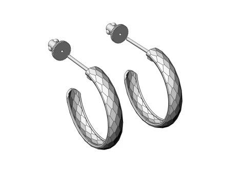 EARRINGS FACETS 3D Print Model