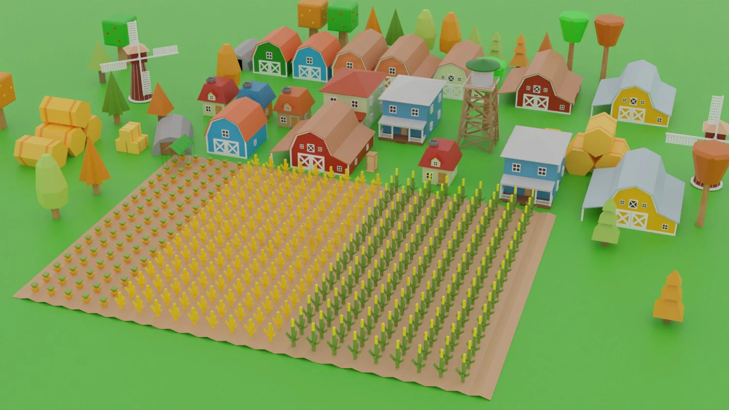 Simple Farm - Cartoon Assets Low-poly 3D Model .c4d .max .obj .3ds .fbx .stl .blend 