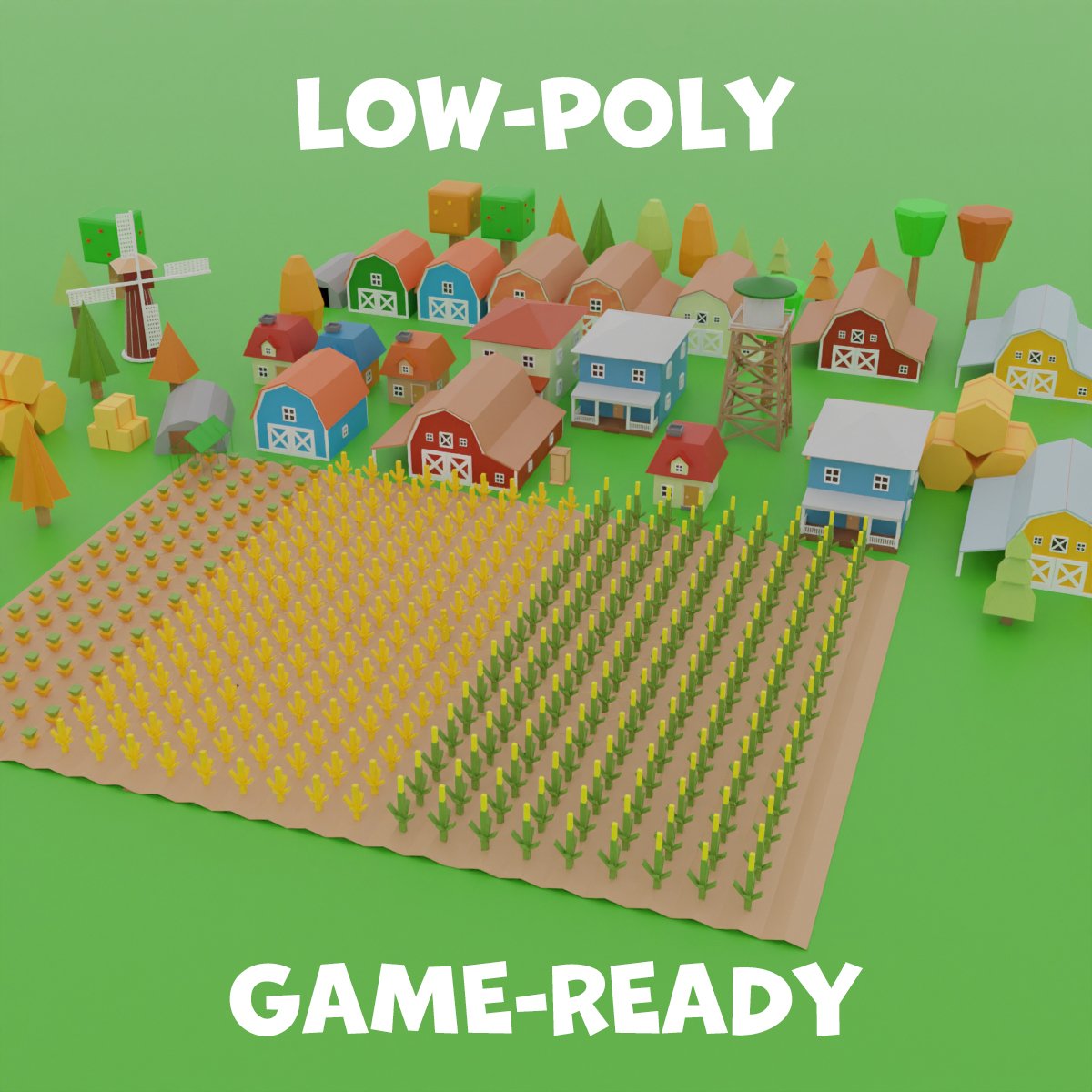 Simple Farm - Cartoon Assets Low-Poly 3D Модель In Окруж. Среда.