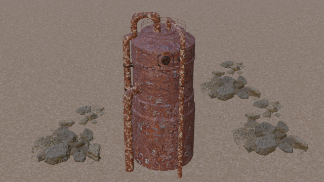 Old Rust Water Tower Low-poly 3D Модель .c4d .max .obj .3ds .fbx .stl .blend