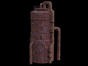 Old Rust Water Tower Low-poly 3D Model