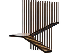 Staircase with wooden steps with lighting 3D Model