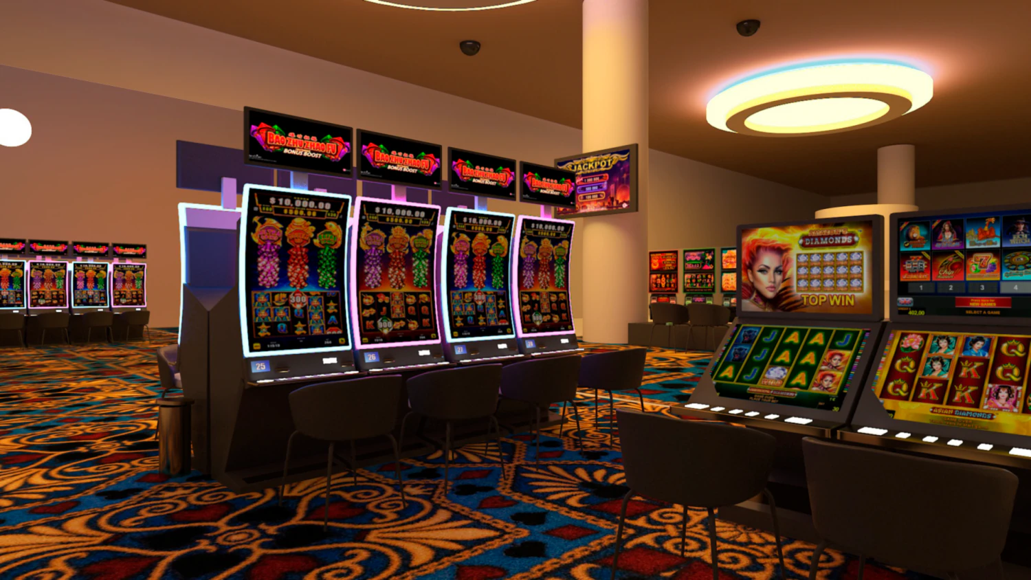 Casino and restaurant Interior design 3D Model .c4d .max .obj .3ds .fbx .stl .blend 