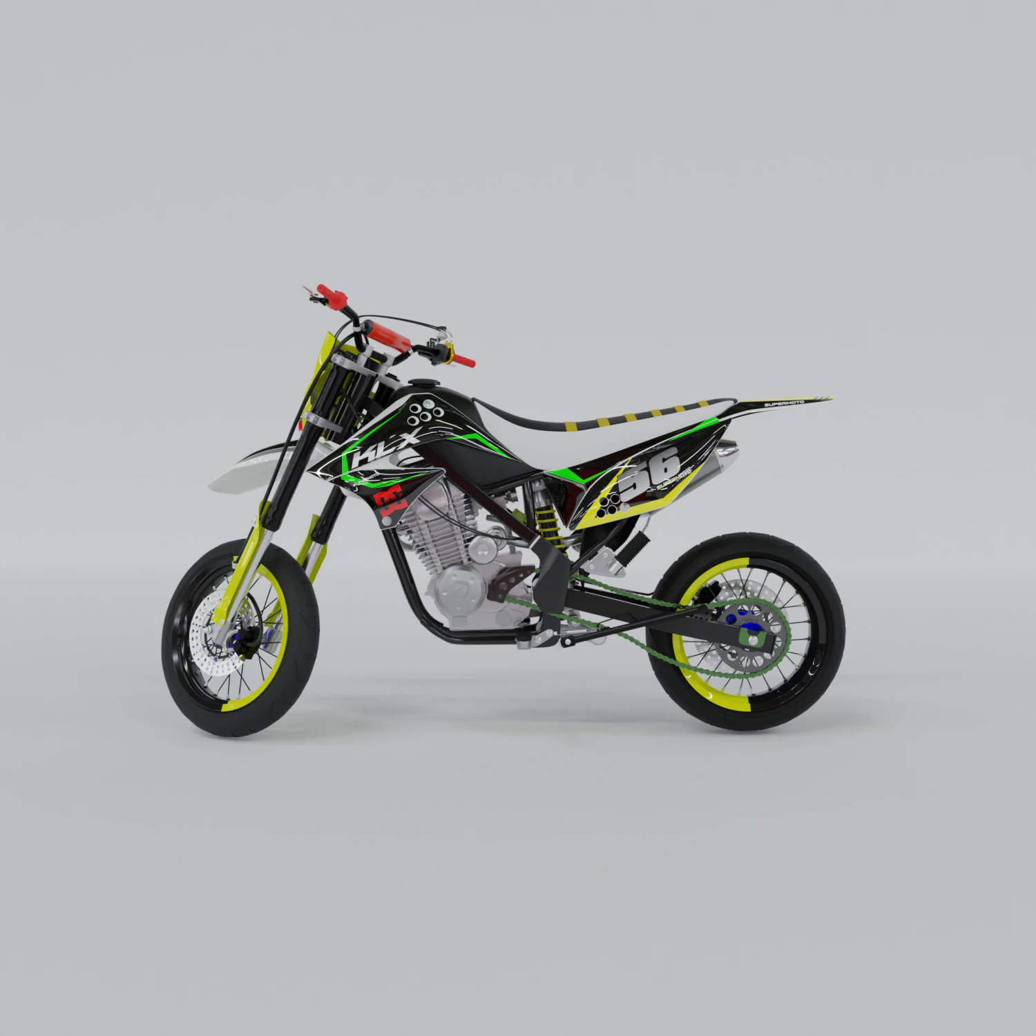 KAWASAKI KLX 2012 3D Model .c4d .max .obj .3ds .fbx .stl .blend