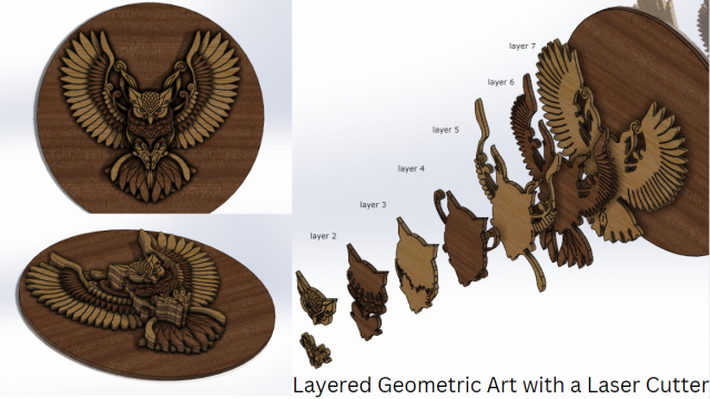 Owl Laser cutting model 3D print model 3D Model .c4d .max .obj .3ds .fbx .stl .blend 
