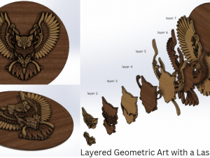 Owl Laser cutting model 3D print model 3D-Modell