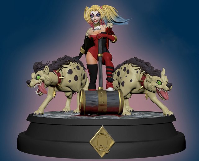 Harley Quinn with Jackels Ready to Print 3D Baskı Modeli .c4d .max .obj .3ds .fbx .stl .blend 
