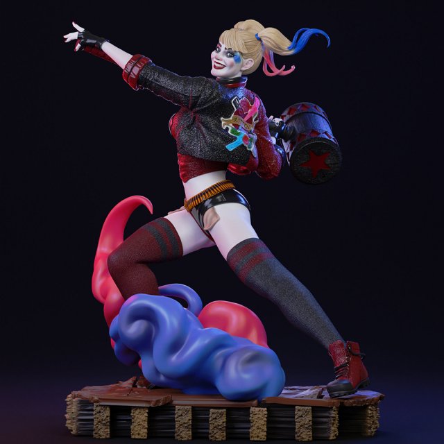 Harley Quinn Ready to Print 3D Baskı Modeli .c4d .max .obj .3ds .fbx .stl .blend 