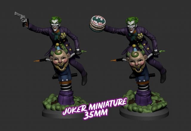 Joker Miniature 3D 프린트 모델 .c4d .max .obj .3ds .fbx .stl .blend 