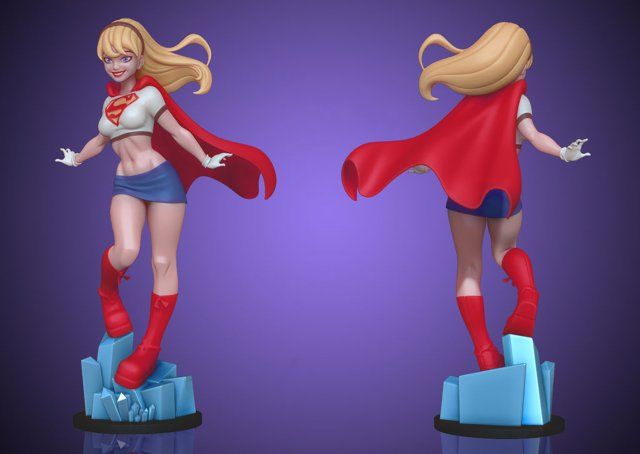Supergirl Statue 3D Принт Модель .c4d .max .obj .3ds .fbx .stl .blend 