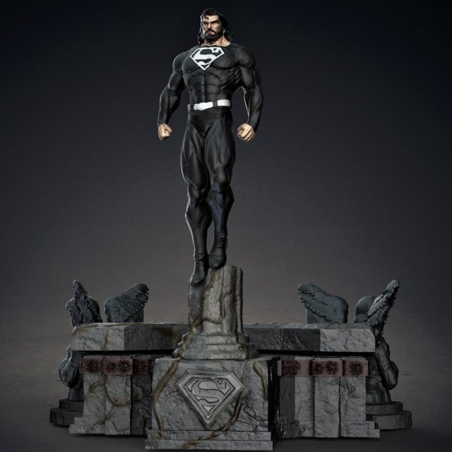 Black Superman 3D Print Model .c4d .max .obj .3ds .fbx .stl .blend