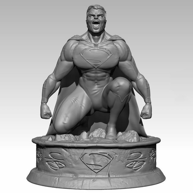 Superman Kneeling 3D-Druckmodell .c4d .max .obj .3ds .fbx .stl .blend 