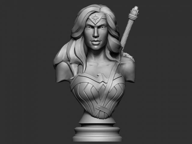 Wonder Woman Bust 3D 프린트 모델 .c4d .max .obj .3ds .fbx .stl .blend 