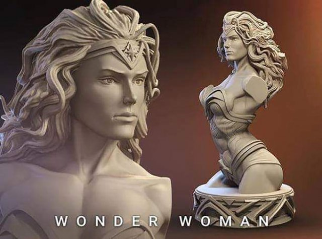 Wonder Woman Bust 3D 프린트 모델 .c4d .max .obj .3ds .fbx .stl .blend 