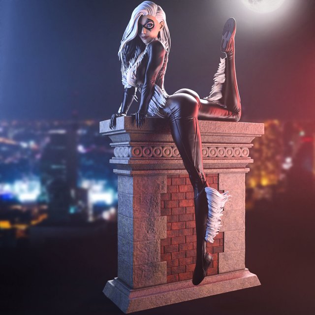 Black Cat Figurines Model Cetak 3D .c4d .max .obj .3ds .fbx .stl .blend