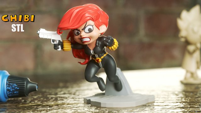 Black Widow Chibi Modèles 3D en vedette .c4d .max .obj .3ds .fbx .stl .blend 
