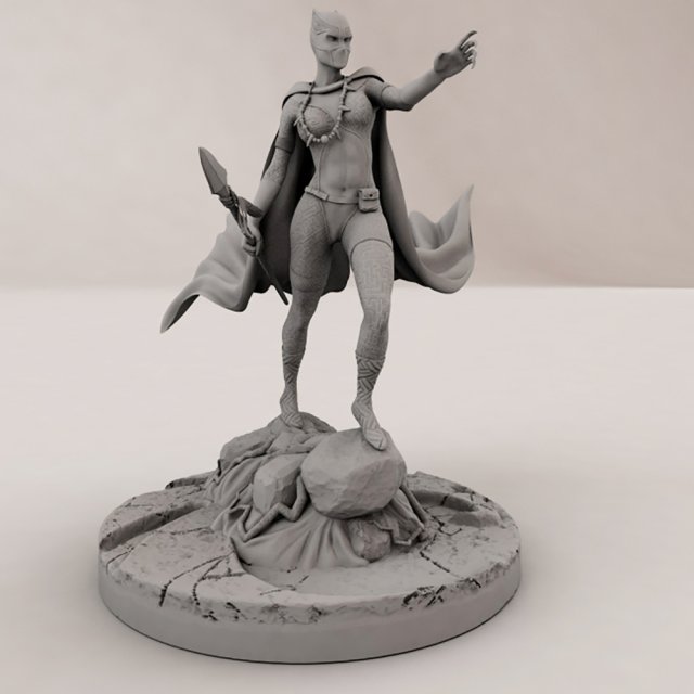 Black Panther Woman 3D Принт Модель .c4d .max .obj .3ds .fbx .stl .blend 