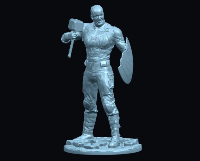 Captain America 3D Baskı Modeli .c4d .max .obj .3ds .fbx .stl .blend 