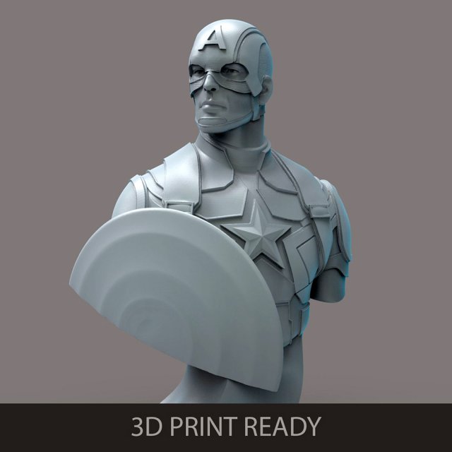 Captain America Bust 3D Принт Модель .c4d .max .obj .3ds .fbx .stl .blend 