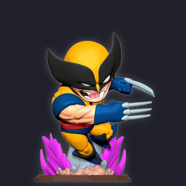 Chibi Wolverine 3D Print Model .c4d .max .obj .3ds .fbx .stl .blend 