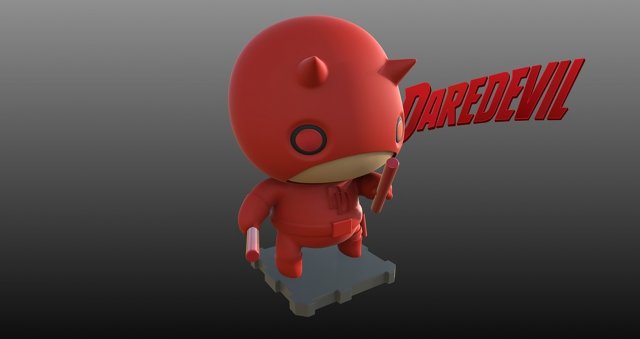 Chibi Daredevil Modèles 3D en vedette .c4d .max .obj .3ds .fbx .stl .blend 