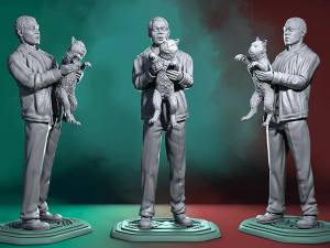 Nick Fury and Cat 3D 프린트 모델