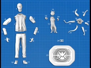 Nick Fury and Cat 3D 프린트 모델