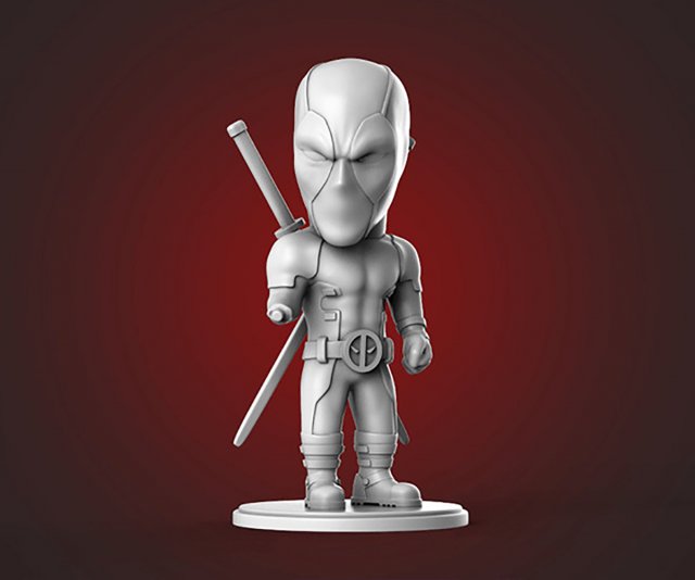 Chibi Deadpool 3D Print Model .c4d .max .obj .3ds .fbx .stl .blend 