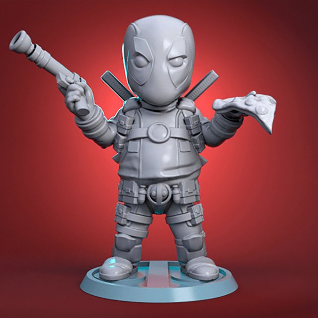 Chibi Deadpool 3D Print Model .c4d .max .obj .3ds .fbx .stl .blend 