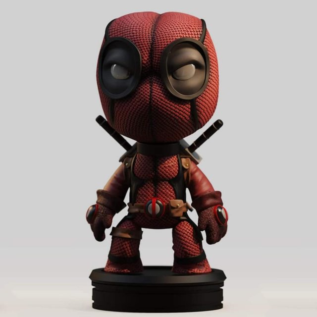 Chibi Deadpool 3D Print Model .c4d .max .obj .3ds .fbx .stl .blend 