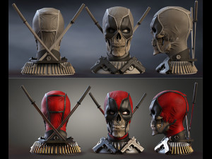 Deadpool Bust Halloween Version Model Cetak 3D