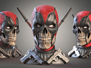 Deadpool Bust Halloween Version Model Cetak 3D