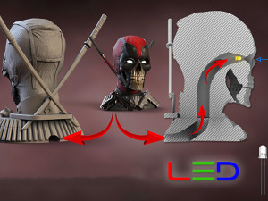 Deadpool Bust Halloween Version Model Cetak 3D
