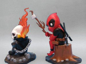 Ghost Rider vs Deapool Chibi 3D 打印模型