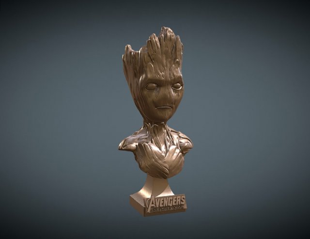 Teen Groot Bust 3D 프린트 모델 .c4d .max .obj .3ds .fbx .stl .blend 