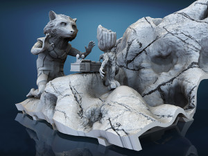 Rocket and Groot Diorama 3Dプリントモデル